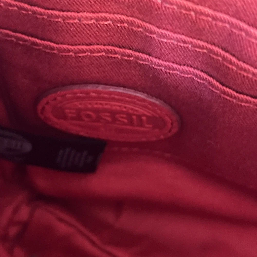 Fossil Red Leather Crossbody Bag Purse